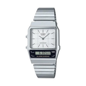 Casio Silver/White Digital-Analog Dual Time Retro Style Unisex Watch AQ-800E-7A