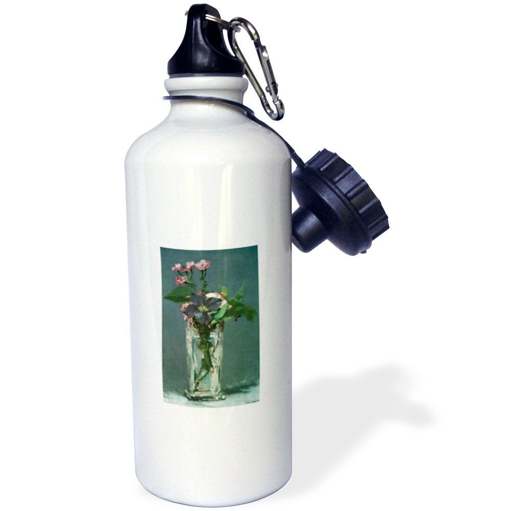 Crystal Vase with Flowers by Edouard Manet Still Life - Sports eco-friendly Water Bottle, 620 ml (21oz) -3dRose
