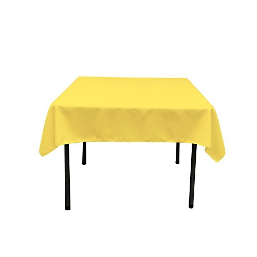 LA Linen Polyester Poplin Square Tablecloth, 52 by 52-Inch, Light Yellow