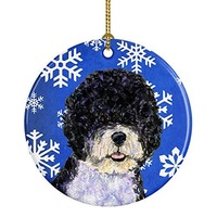 Portuguese Water Dog Winter Snowflakes Holiday Christmas Ceramic Ornament, Caroline's Treasures