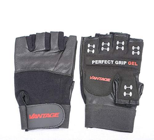 Vantage Strength Gym Gloves Classic for Weight Lifting, Fitness, Bodybuilding, Powerlifting & Crossfit Workout - Medium, Black (Pair)