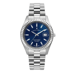Jacques du Manoir Inspiration Business 40mm Date Silver Blue Men's Luxury Watch