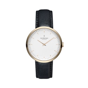 Nordgreen Infinity 32mm Black Leather Strap Women's Dress Watch