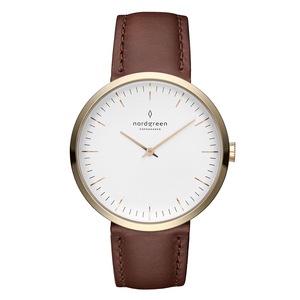 Nordgreen Infinity 32mm Brown Leather Strap Women's Dress Watch