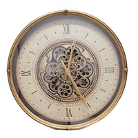 Compass 60cm Moving Cogs Wall Clock - Gold