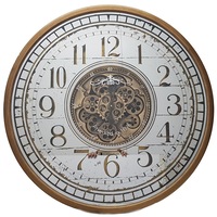 Château Round 80cm Mirrored Moving Cogs Wall Clock - Gold