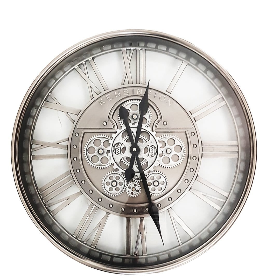 The Kensington Round Industrial Moving Cogs Wall Clock