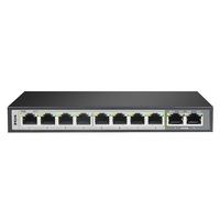 10-Port Gigabit PoE Switch with 8 Long Reach PoE Ports and 2 Uplink Ports