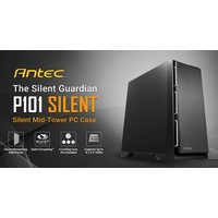 ANTEC P101 Silent ATX, E-ATX Case, 1x 5.25'Ext, 8x 3.5' HDD, 2x 2.5' SSD, VGA up to 450mm, CPU Height 180mm. PSU 290mm. Two Years