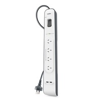 BELKIN 2.4 Amp USB Charging 4-outlet Surge Protection Strip - White/Grey