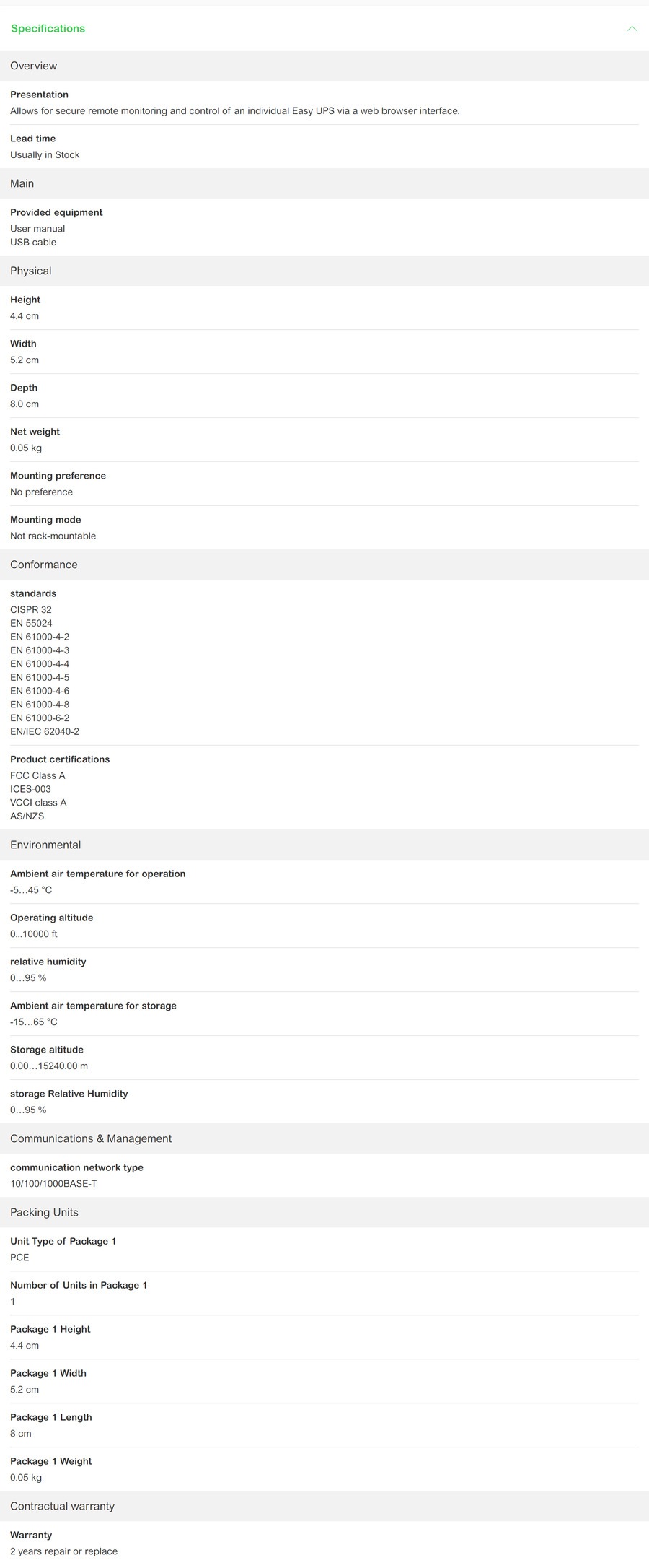 Buy APC Network Management Card for Easy UPS, 1Phase UPS MyDeal