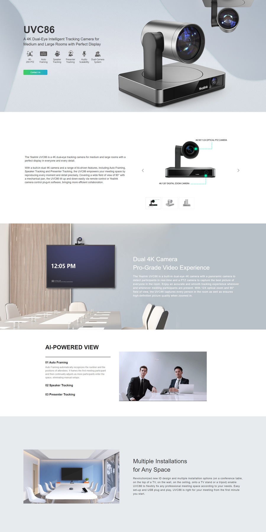 Buy YEALINK UVC86 4K Dualeye Intelligent Tracking Camera, for Mdeium