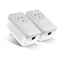 TP-LINK TL-PA4010PKIT AV600 Powerline Adapter with AC Pass Through Starter Kit 600Mbps HomePlug AV 1x100Mbps LAN Power Socket 300m TL-PA4016P KIT