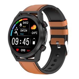 1.39 Inch Ips Screen Ip67 Waterproof Leather Band Smart Watch Support Body Temperature Monitoring / Ecg Brown Smart Watches