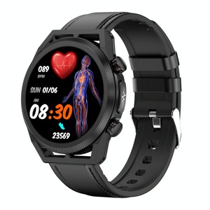 1.39 Inch Ips Screen Ip67 Waterproof Leather Band Smart Watch Support Body Temperature Monitoring / Ecg Black Smart Watches