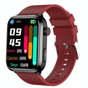 1.91 Inch Ips Screen Ip67 Waterproof Silicone Band Smart Watch Support Body Temperature Monitoring / Ecg Red Smart Watches