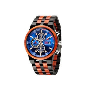 Veile Studios Decorative Wrist Watch Fashion Luminous Sports Multifunctional Quartz Wood Band Suitable For Men 2 Watches
