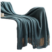 130Cm X 200Cm Warm Cozy Knitted Throw Blanket Teal Blankets