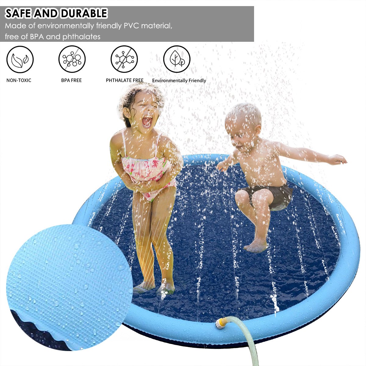 150cm Blue Water Sprinkler Outdoor Play Mat for Kids, Dogs and Kidsat