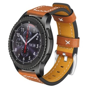 22Mm Genuine Leather Strap Watch Band For Samsung Gear S3 Frontier / Classic Brown Watch Bands