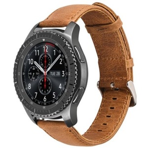 22Mm Genuine Leather Watch Band Strap For Samsung Galaxy 46Mm Light Brown Watch Bands
