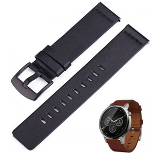 Veile Studios 22Mm Luxury Genuine Leather Watch Band Strap For Motorola 360 2Nd Black Wristwatch Bands