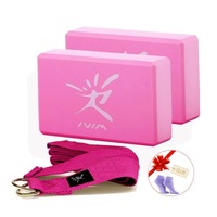 2Pcs Foam Yoga Block Plus Strap Exercise Fitness Workout Yoga Props