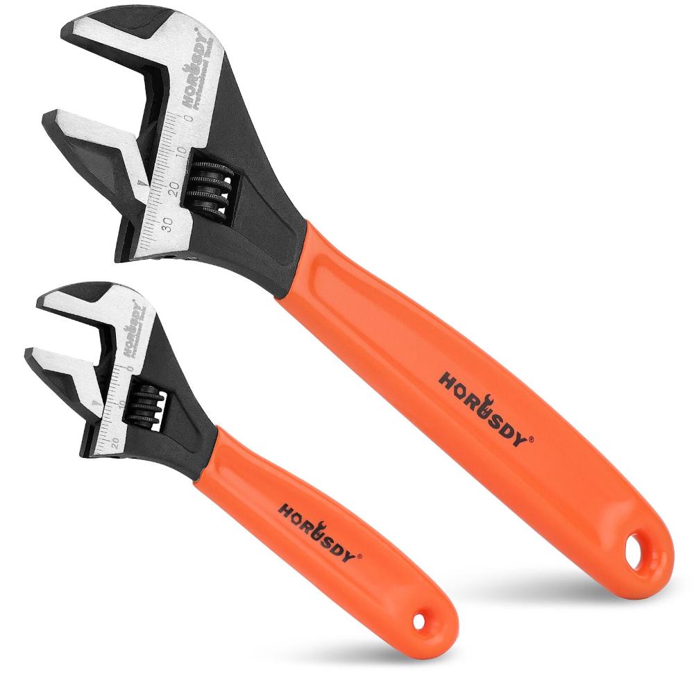 2X Wrench Set 6" 10" Wide Jaw Spanner Cr V Steel Workshop Metric Sae Other Wrenches & Spanners Australia