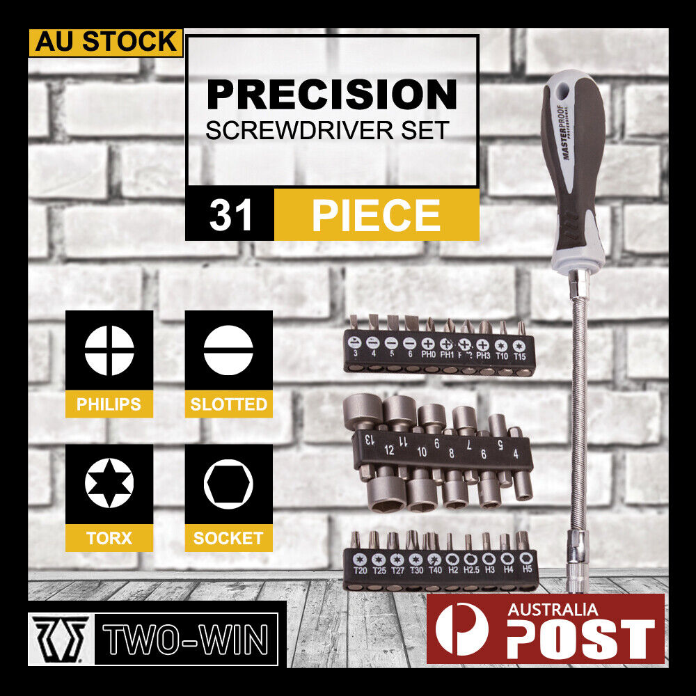 31Pc Precision Screwdriver Bits Set For Home And Garden Tools Screwdrivers Australia