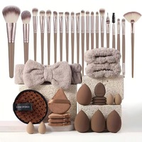 40 Piece Ultimate Beauty Tool Kit For Face Cleansing And Makeup(Brown)