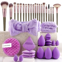 40 Piece Ultimate Beauty Tool Kit For Face Cleansing And Makeup(Purple)