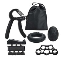5Pc Hand Finger Strength Kit Grips Exerciser Therapy Ball Hand Grippers