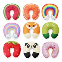 Cute Cartoon Ins Style Travel Neck Pillow U Shaped Panda Rainbow Cloud Fruit Inflatable Cushion For Kids Adults Family Friends Baby Travel Pillows
