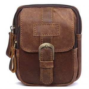 Ls928 Men Retro Genuine Leather Waist Bag Outdoor Multifunction Pockets Wear On Belts Phone Package Light Brown Bags
