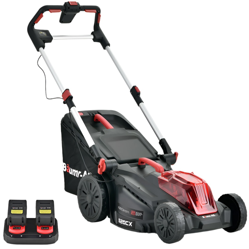 Baumer Ag Baumr 520Cx 40V Sync 17" Cordless Lawn Mower Kit Fast Charger X 4Ah Battery Cutting Heights Adjustable Ergonomic Handle Mulching Option Lawn Australia
