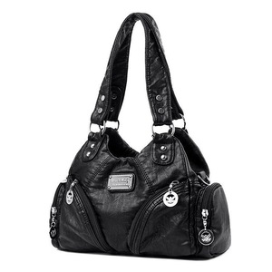 Black Soft Leather Biker Bag Shoulder Crossbody Handbag Other Motorcycle Clothing