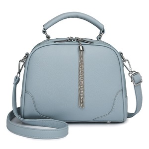 Blue Chic Mini Round Crossbody Bag For Women Elegant Handbag With Tassel Accent Women's Bags & Handbags