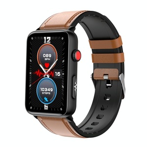 Bluetooth Smart Watch With Ecg Temperature And Heart Rate Brown Leather Smart Watches
