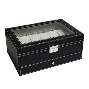 Veile Studios 12 Grids Watch Display Case Leather Jewellery Storage Box Organiser Lock Key Boxes & Cases