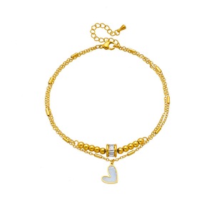 Veile Studios Fashion Jewelry Boho Classic Love Heart Ankle Chain Double Layer Bracelet Anklet Bracelets