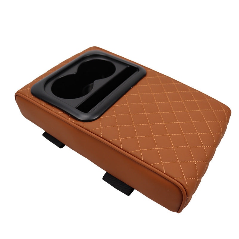 Buy Brown Auto Center Console Armrest Riser Pad With Dual Cup Holders ...