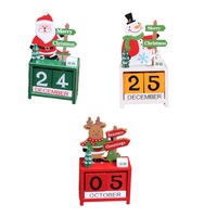 Christmas Ornaments Calendar Block Countdown Santa Claus Snowman Reindeer Seasonal Decorations