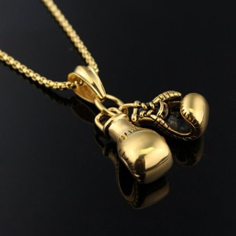 Classic Boxing Gloves Necklace - Gold Electroplated