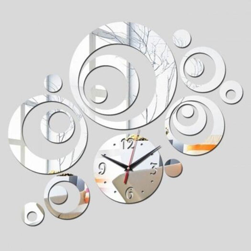 Creative Diy Circle Mirror Clock Wall Sticker White MyDeal