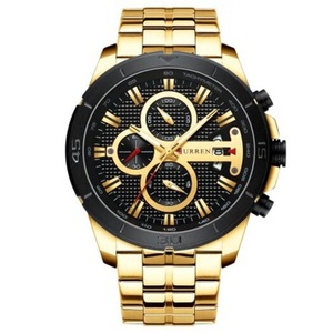 Veile Studios 8337 Men's Watch Six Pin Multifunction Quartz Calendar Steel Band Gold Watches