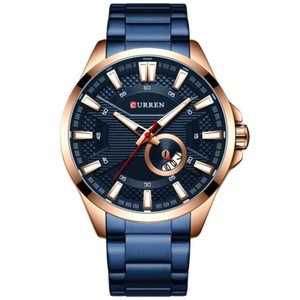 Veile Studios 8372 Men's Large Dial Water Resistant Quartz Watch Simple Calendar Lapis Blue Watches