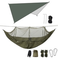 Double Person Hammock With Awning Mosquito Net Outdoor Camping Hammocks