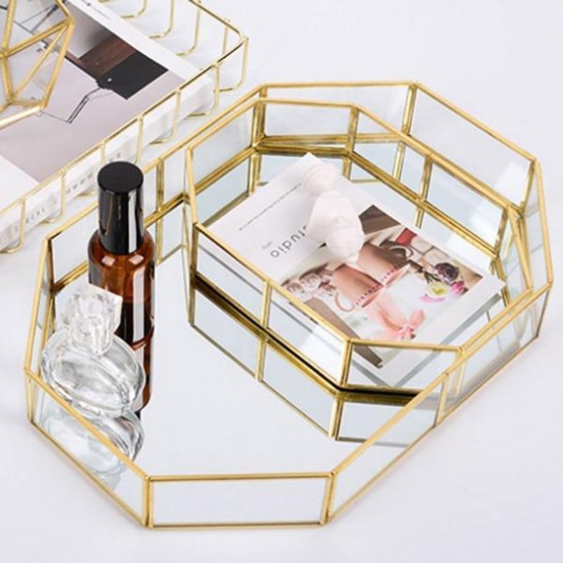 Buy Elegant Modern Bathroom Storage Gold Tray Home Decor MyDeal
