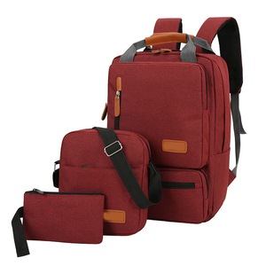 Elosung 3 Piece Red Travel Backpack Set Stylish Multi Functional Shoulder Bag Pouch Men Women Backpacks