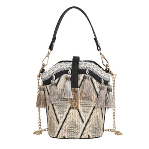 Fashion Shell Bucket Tassel Straw Beach Ladies Shoulder Messenger Bag Handbag Women's Bags & Handbags